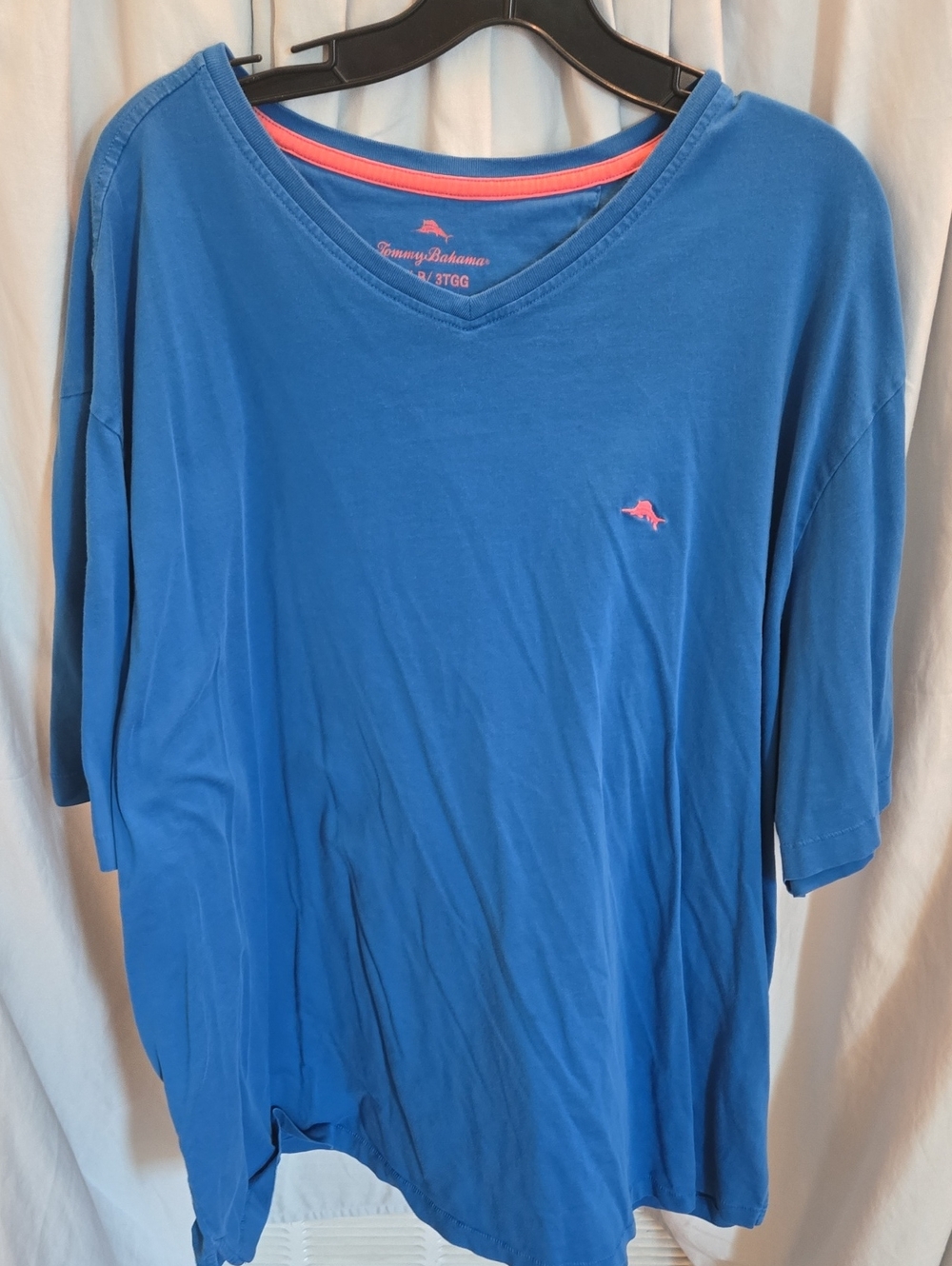 Tommy Bahama Men's Royal Blue V-Neck Tee with Orange Logo Accent